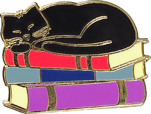 Cat With Books Enamel Pin