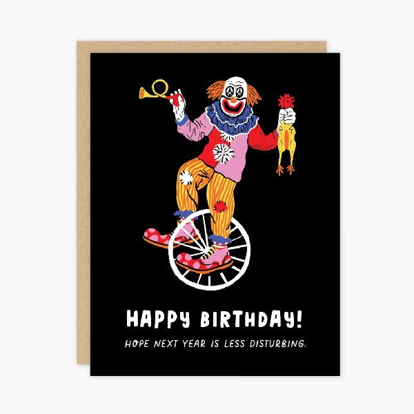 Disturbing Clown Blank Birthday Card