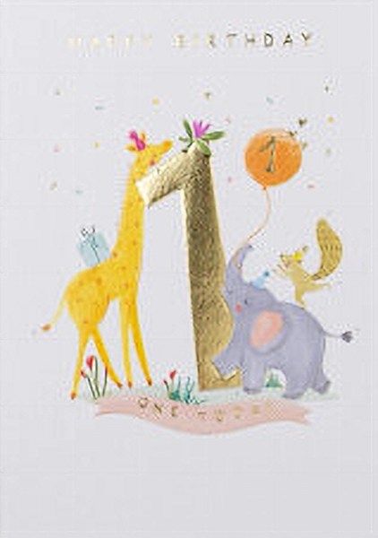 1st Birthday Animals Card