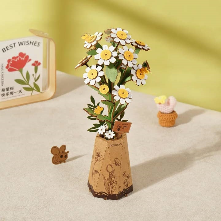 DIY 3D Wooden Flower Puzzle | Chamomile
