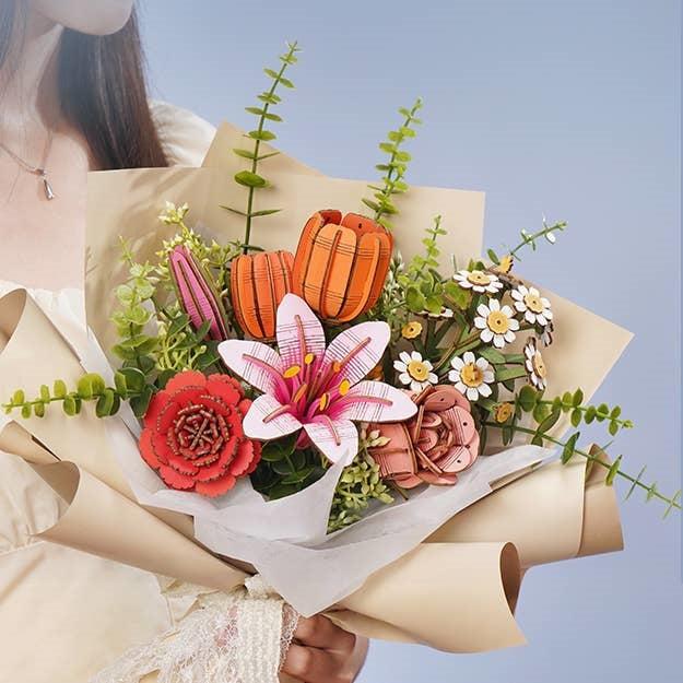 DIY 3D Wooden Flower Puzzle | Orange Tulip
