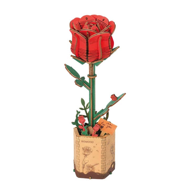 DIY 3D Wooden Flower Puzzle | Red Rose