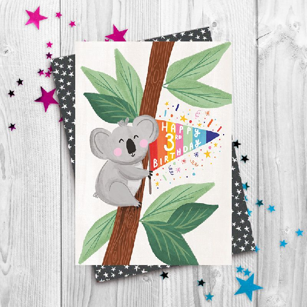 Three Koala Age Birthday Card