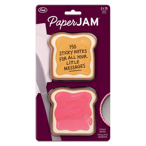 Set of 2 bread shaped Peanut Butter and Jelly sticky notes on purple backer card packaging