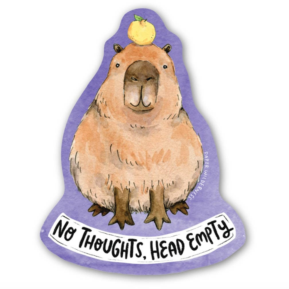 No Thoughts Capybara Sticker