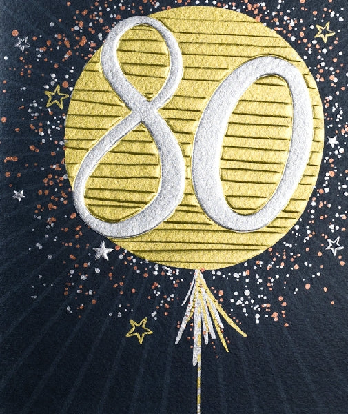 80th Balloon Age Birthday Card