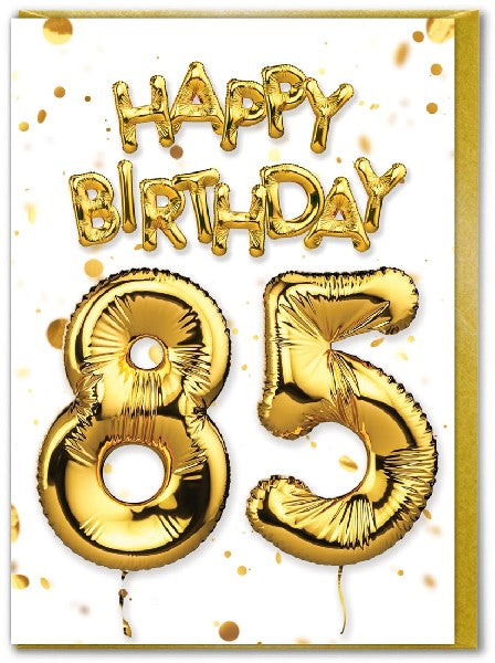 85 Golden Balloon Birthday Card