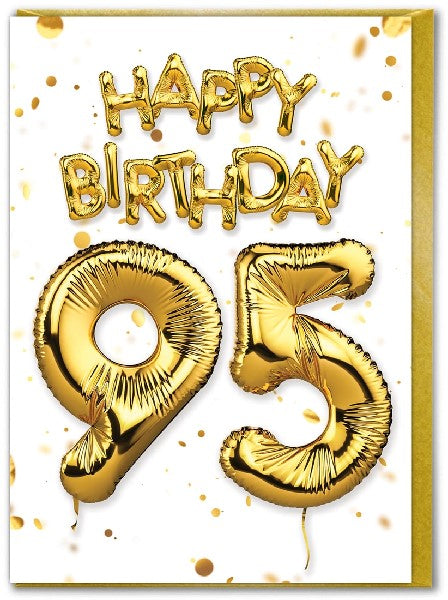 95 Golden Balloon Birthday Card