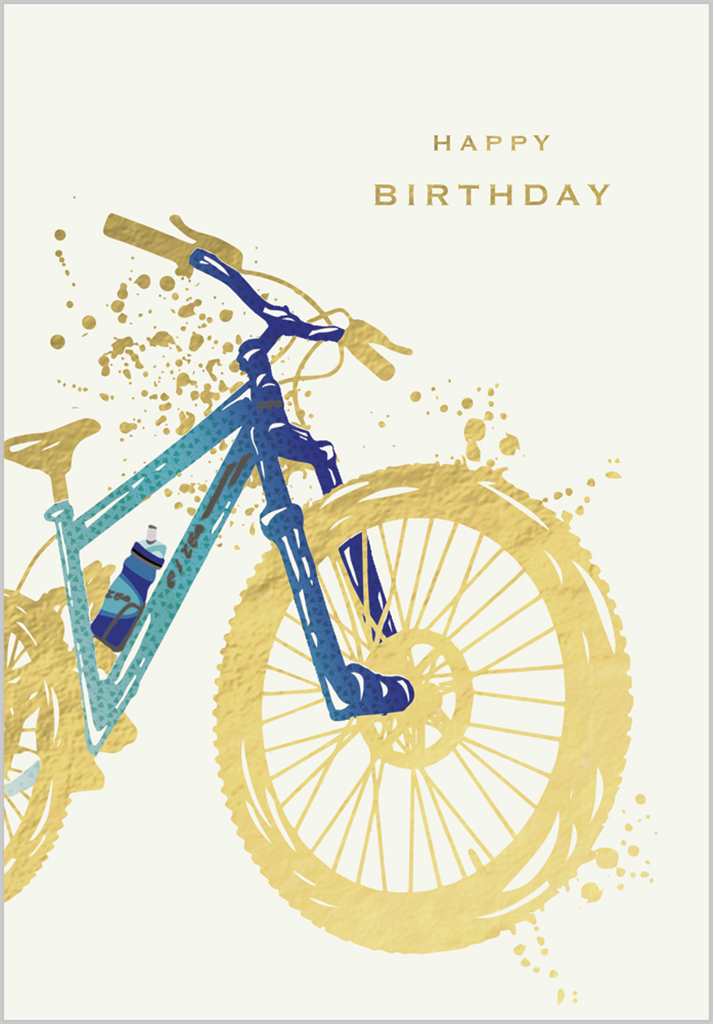 Golden Bicycle Birthday Card
