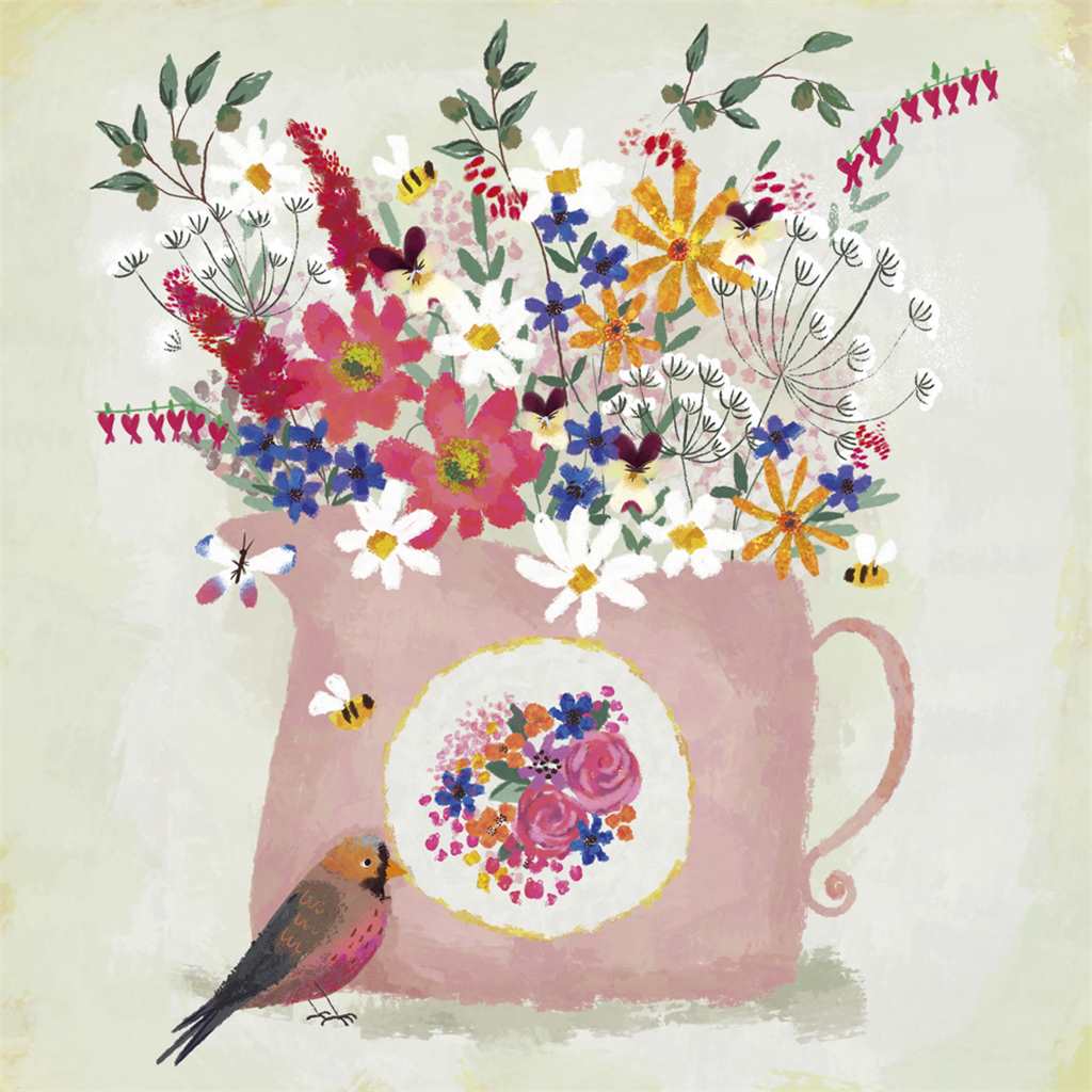 Rosy Pink Still Life Blank Art Card