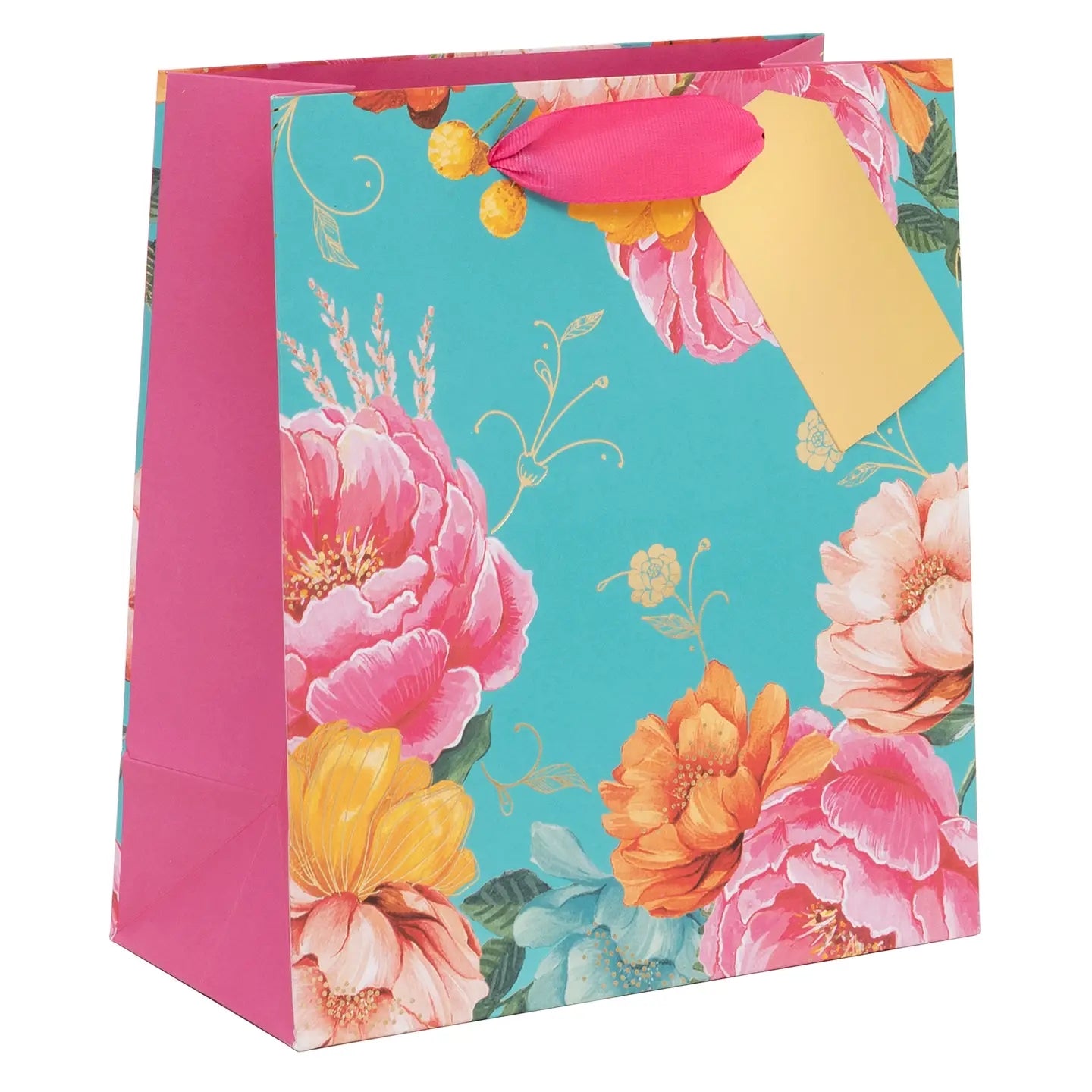 Medium Peony Cyan Gift Bag