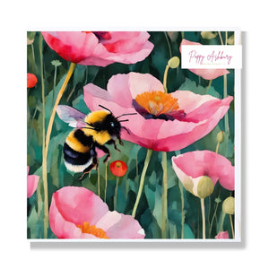 Bumblebee & Poppies Blank Art Card