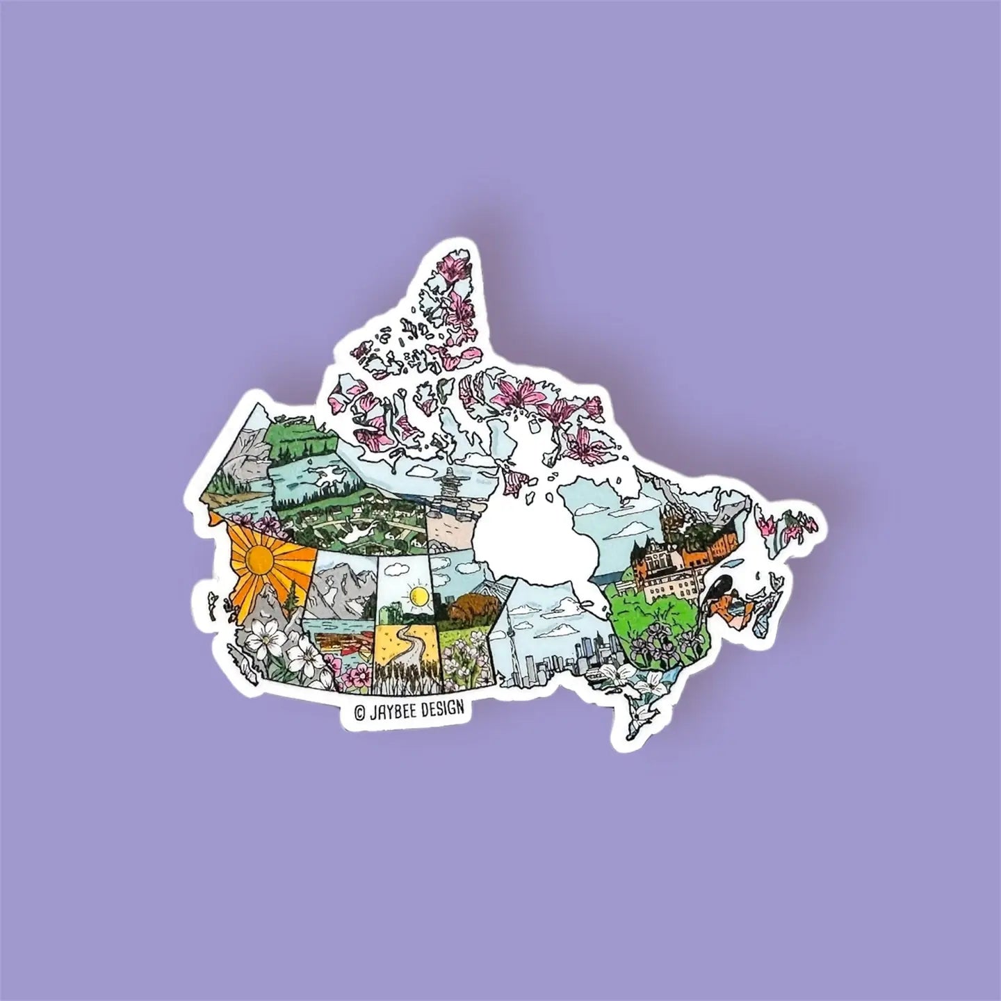 Illustrated Canada Map Sticker