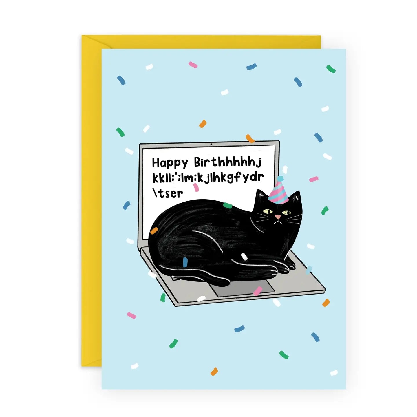 Cat On Laptop Birthday Card