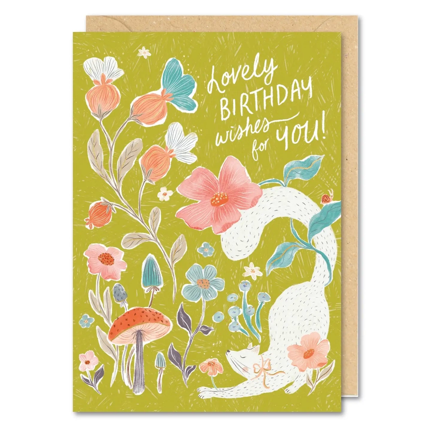 Cat & Flowers Birthday Card