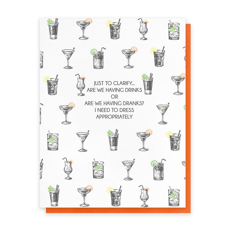 Drinks Or Dranks Blank Humour Card