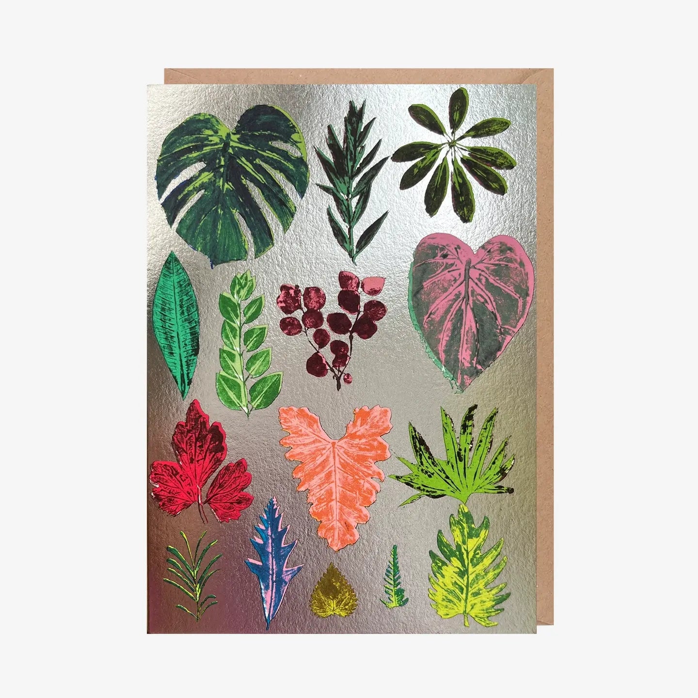 Coloured Leaf Print And Foil Finish Blank Art Card