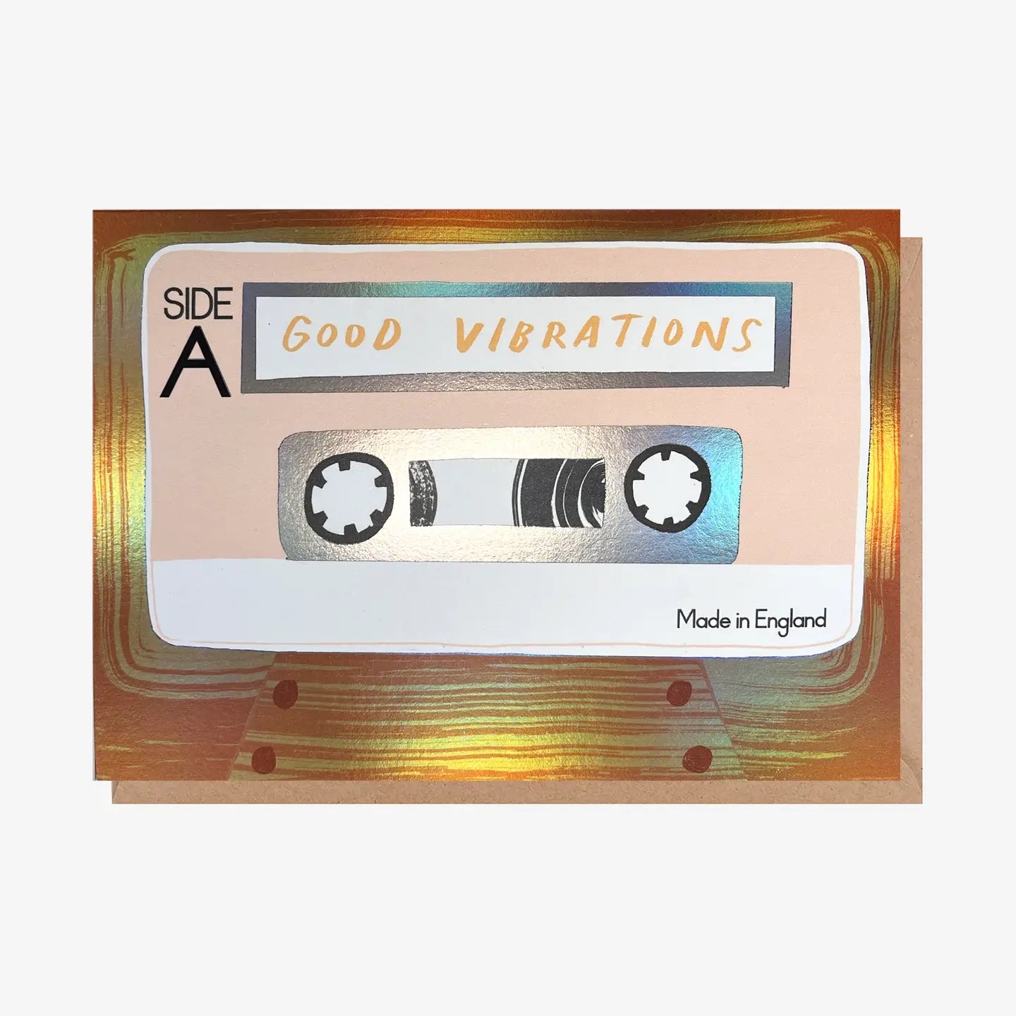 Orange Cassette Tape Foil Finish Blank Art Card