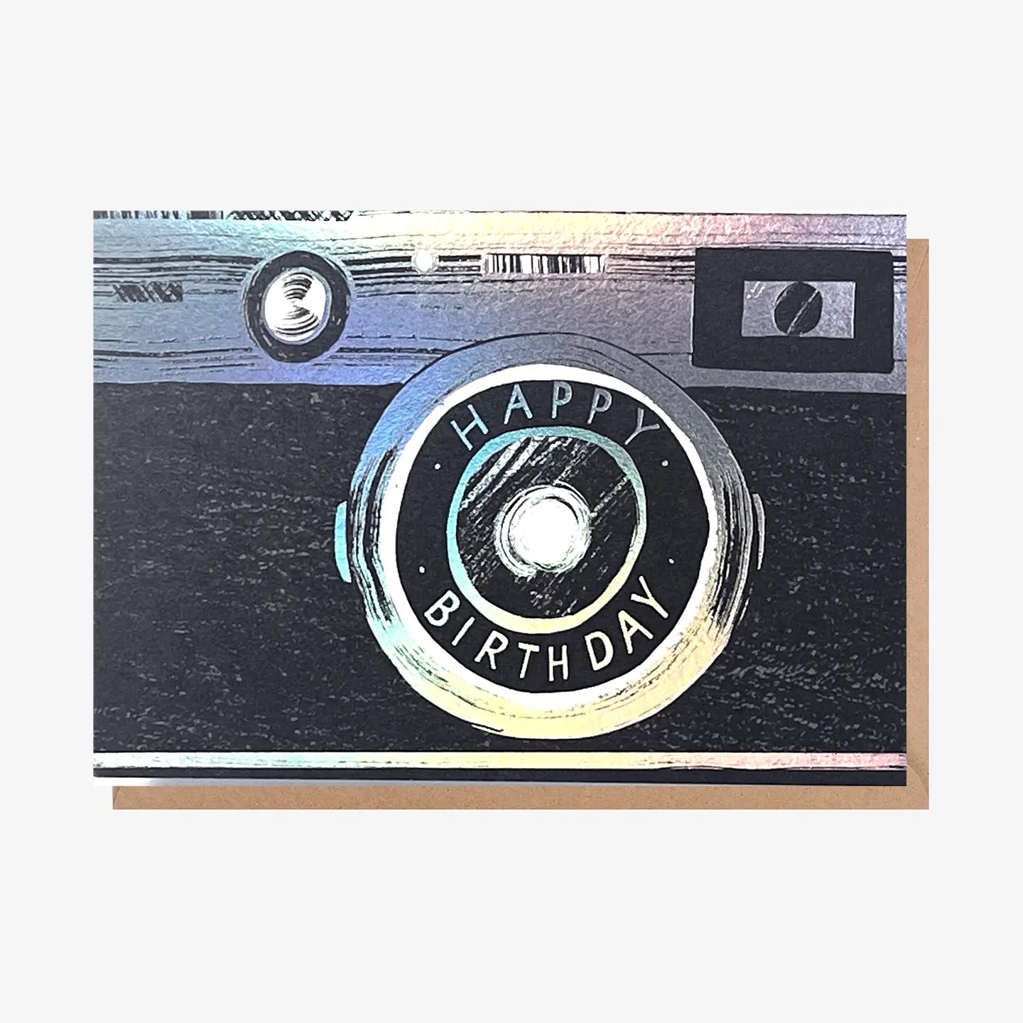 Black Camera Foil Finish Birthday Card
