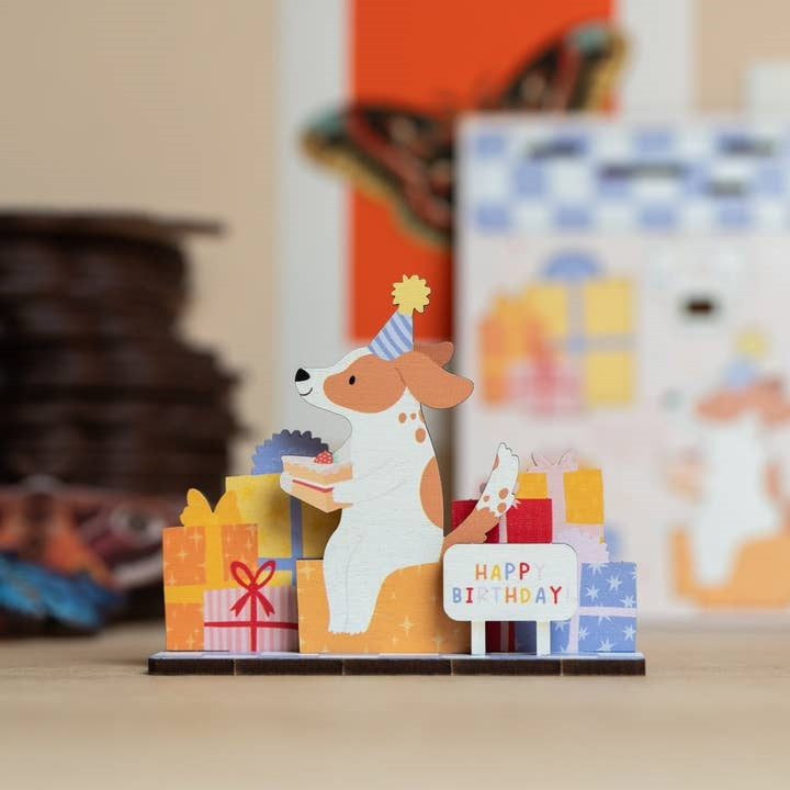 Dapple & Dot Wooden Pop Out Card | Happy Birthday Dog
