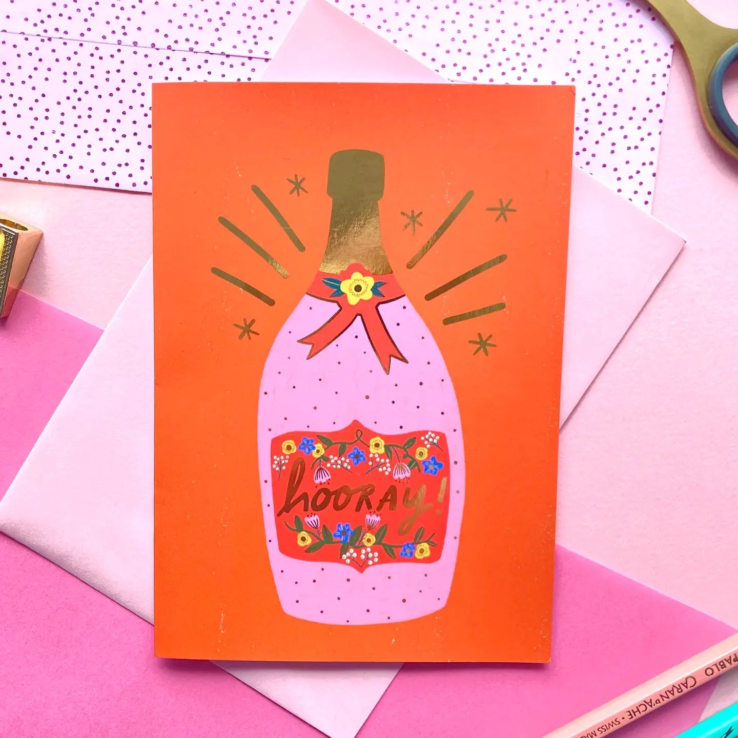 Hooray Champagne Congratulations Card