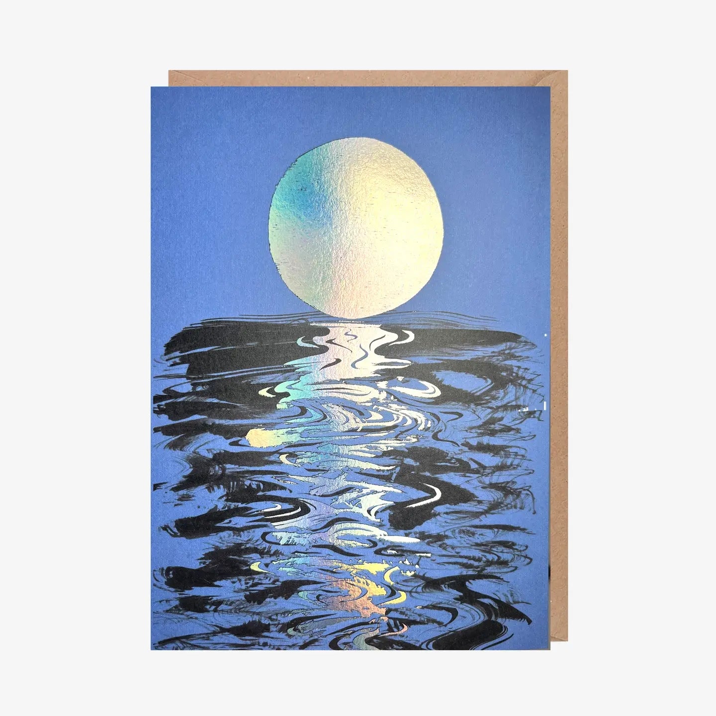 Inky Sun Reflection On Sea With Foil Finish Blank Art Card