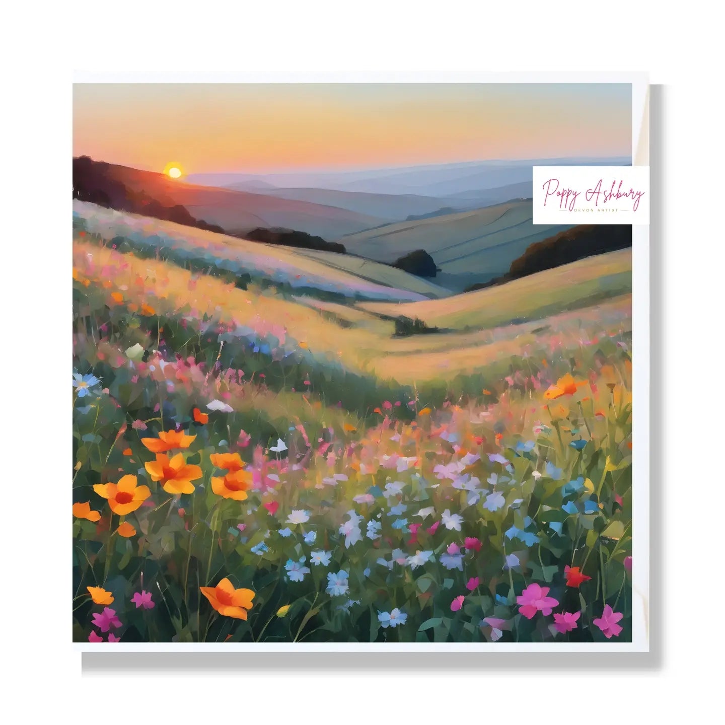 Low Summer Sunset Blank Art Card