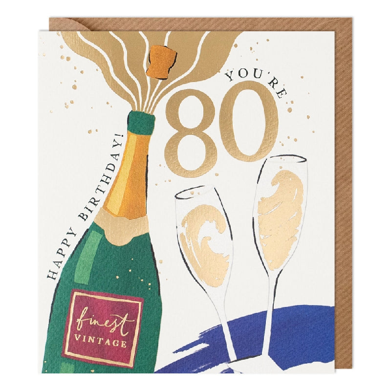 80 Champagne Age Birthday Card