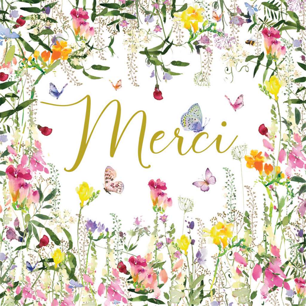 Merci Fleurs French Thank You Card