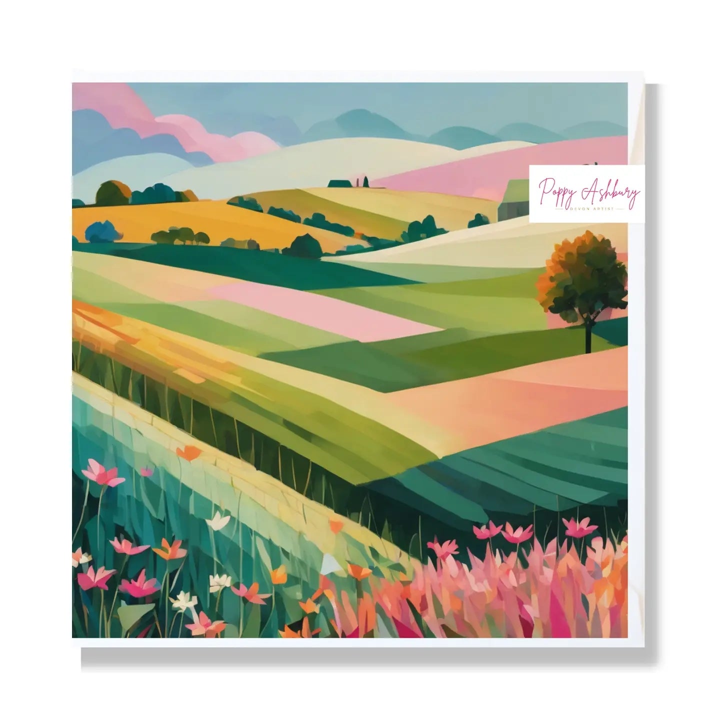 Patchwork Fields Blank Art Card