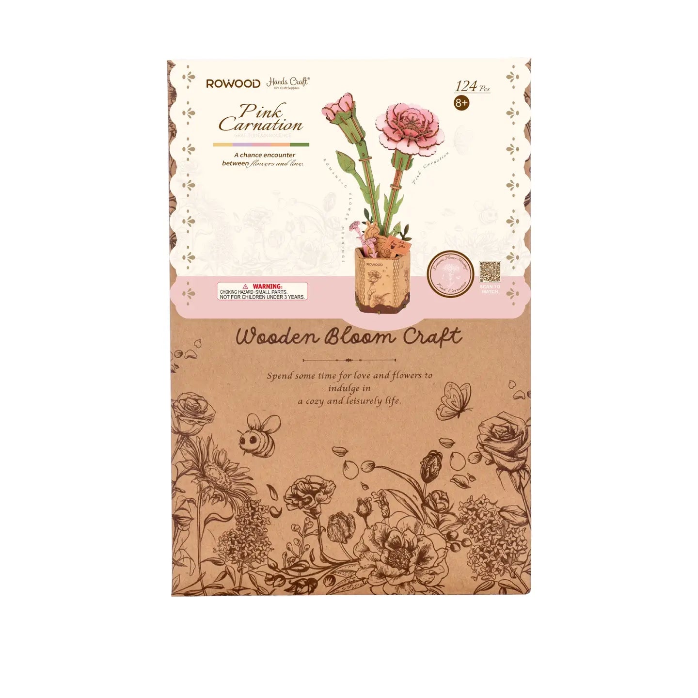 DIY 3D Wooden Flower Puzzle | Pink Carnation