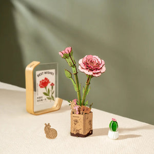 DIY 3D Wooden Flower Puzzle | Pink Carnation