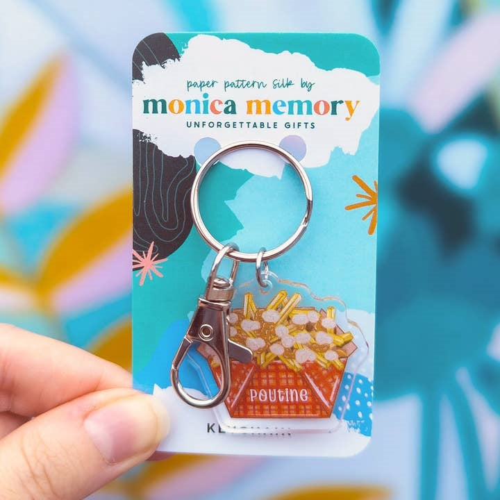 Paper Pattern Silk Acrylic Keychain | Poutine
