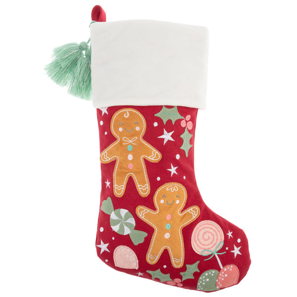Stephen Joseph Embroidered Christmas Stocking | Gingerbread