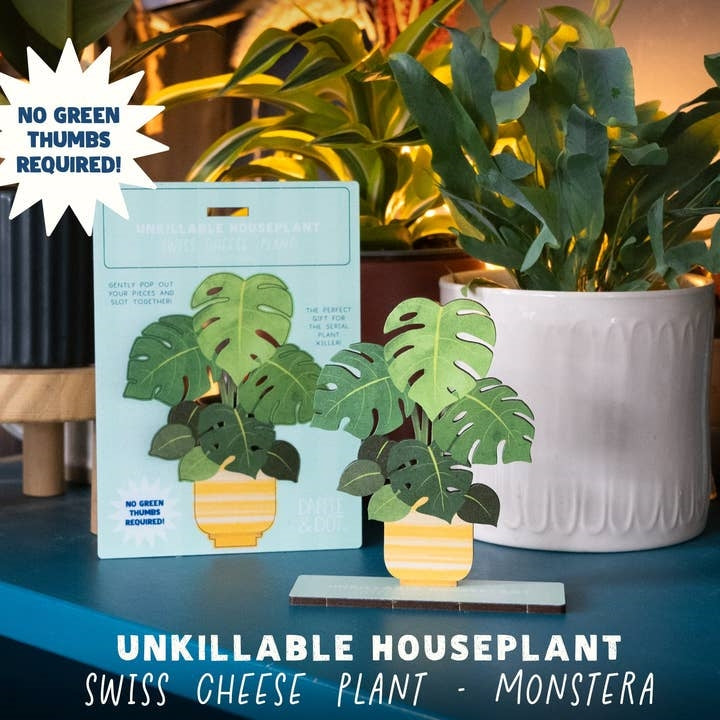Dapple & Dot Wooden Pop Out Card | Unkillable Monstera Plant