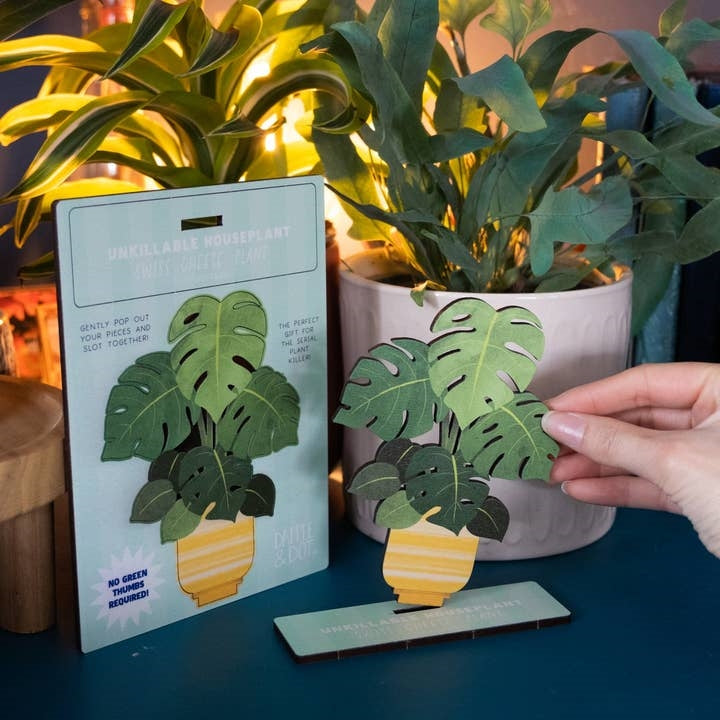 Dapple & Dot Wooden Pop Out Card | Unkillable Monstera Plant