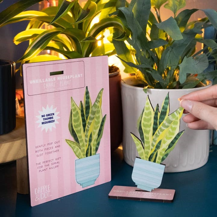 Dapple & Dot Wooden Pop Out Card | Unkillable Snake Plant