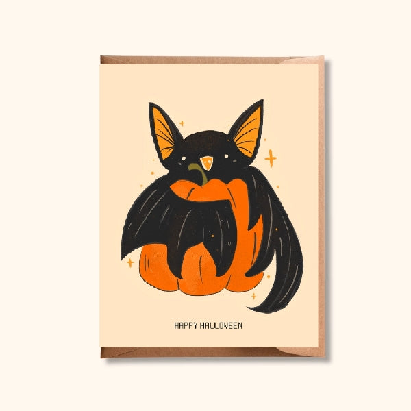 Bat Pumpkin Halloween Card