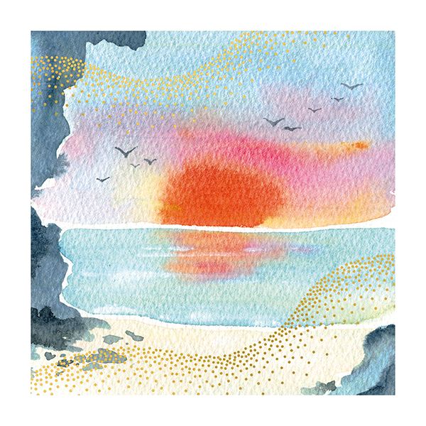 Beach Sunset Blank Art Card