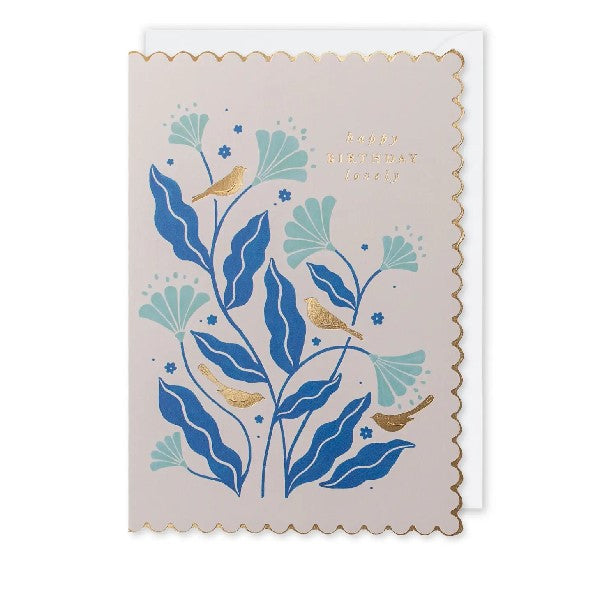 Birds & Flowers Birthday Card
