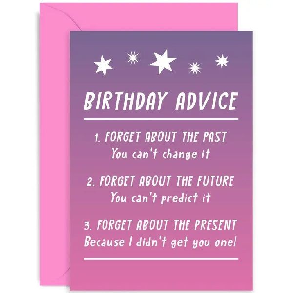 Purple Birthday Advice Card