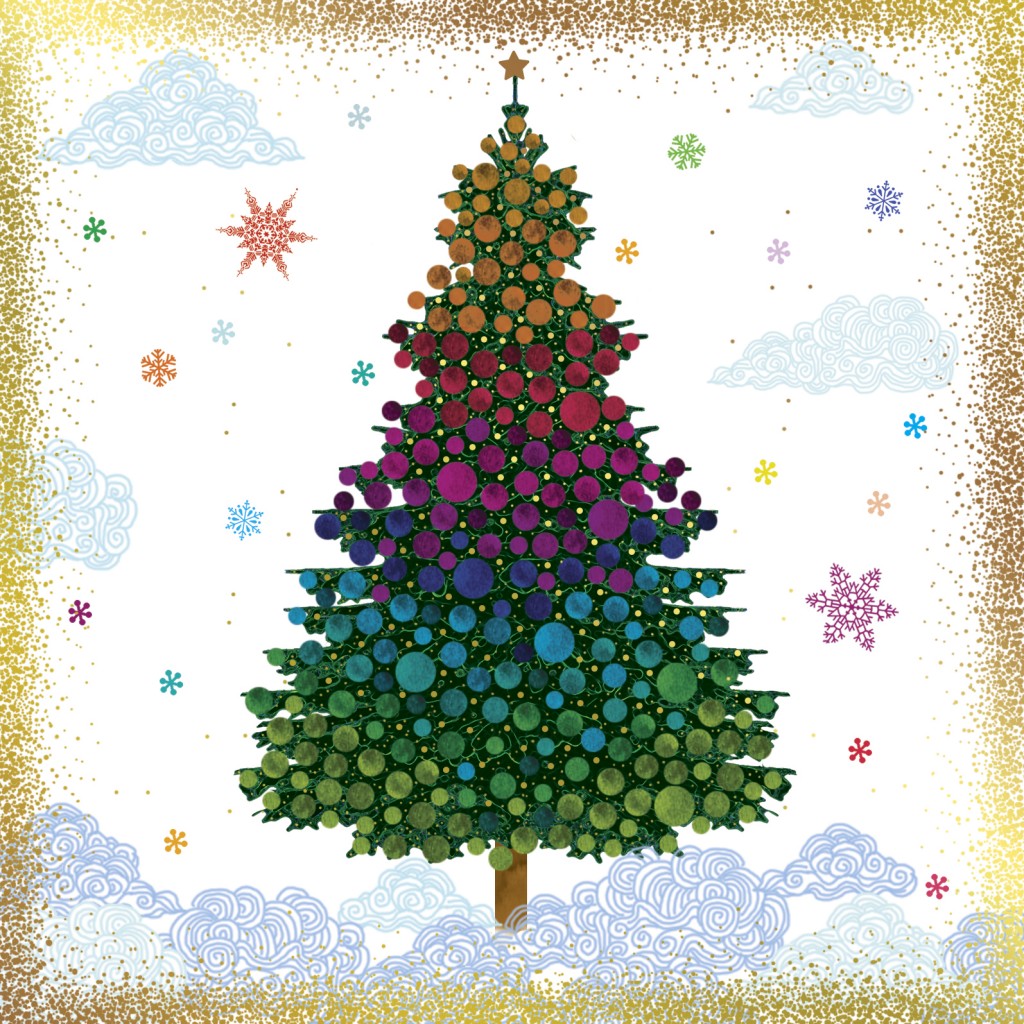 Rainbow Tree Blank Holiday Card