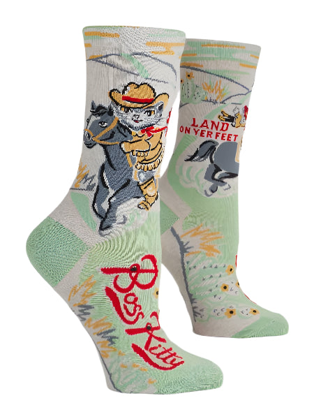 Blue Q Women's Crew Socks | Boss Kitty