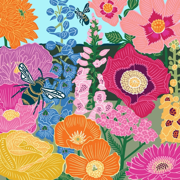 Bee and Flowers Blank Art Card