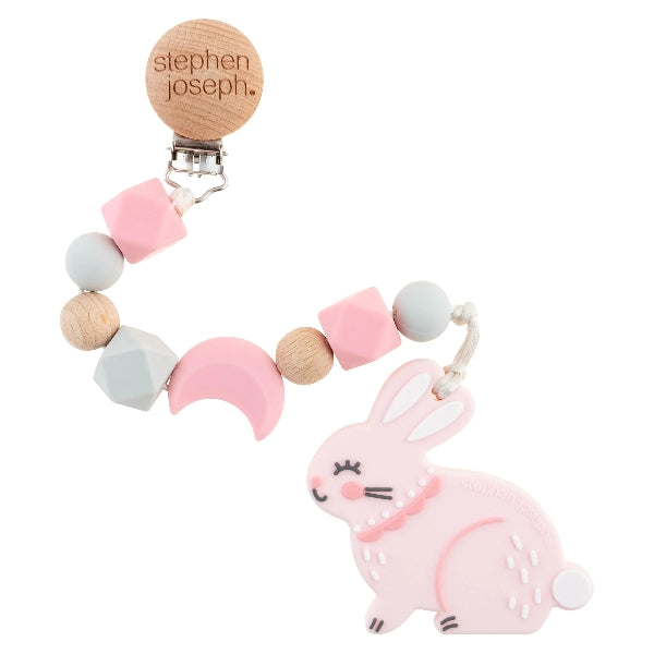 Silicone Teether With Pacifier Clip | Bunny