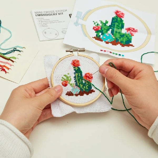 Mini Cactus Cross Stitch Embroidery Kit