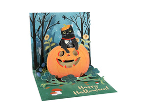 Cat In A Pumpkin Halloween Pop Up Card