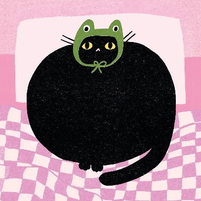 Cat In Bed Blank Art Card