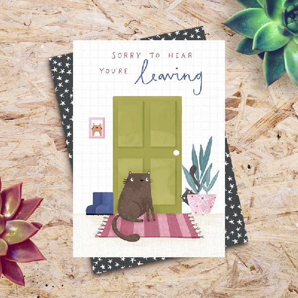 Cat On Mat Leaving Card