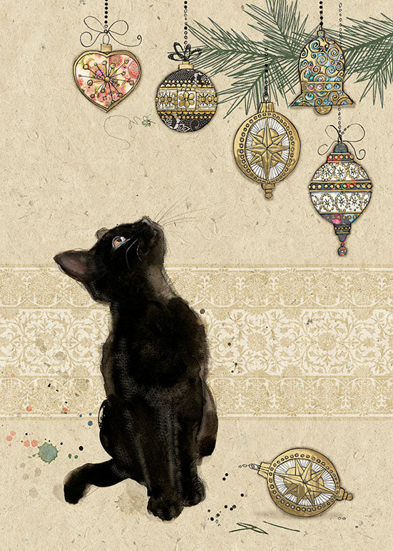 Kitten Decorations Blank Christmas Card